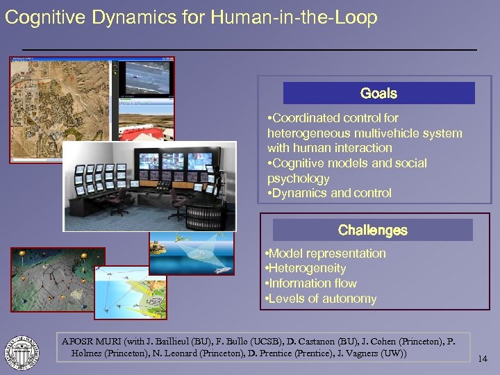 Cognitive Dynamics for Human-in-the-Loop Goals • Coordinated control for heterogeneous multivehicle system with human
