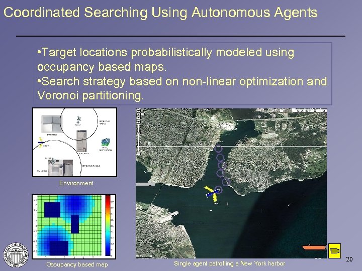 Coordinated Searching Using Autonomous Agents • Target locations probabilistically modeled using occupancy based maps.