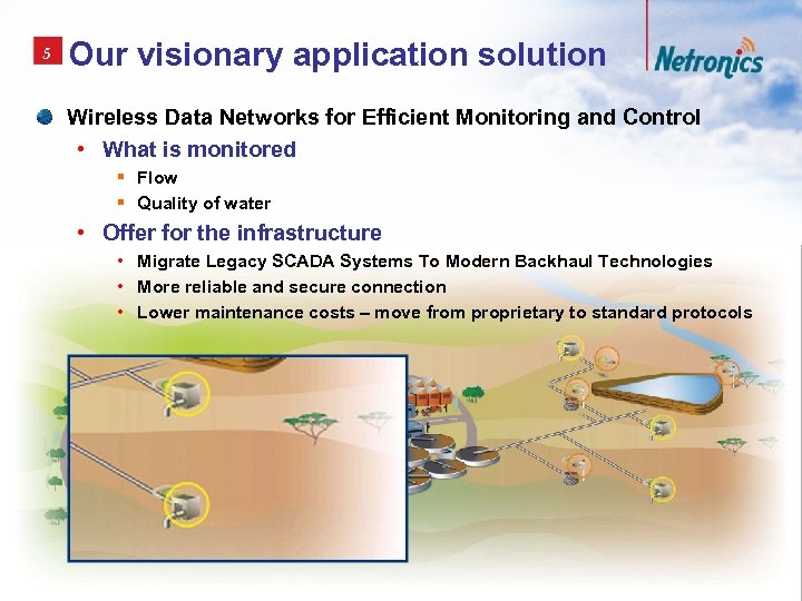 5 Our visionary application solution Wireless Data Networks for Efficient Monitoring and Control •