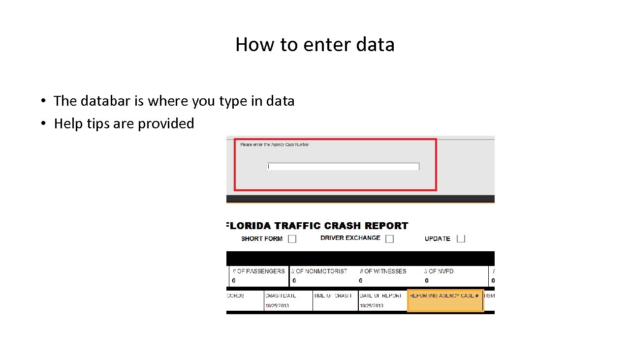 How to enter data • The databar is where you type in data •