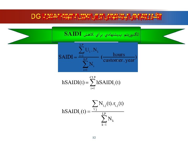  ﺍﻟگﻮﺭﻳﺘﻢ پﻴﺸﻨﻬﺎﺩﻱ ﺑﺮﺍﻱ ﻛﺎﻫﺶ SAIDI 21 