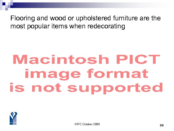 Flooring and wood or upholstered furniture are the most popular items when redecorating IHFC
