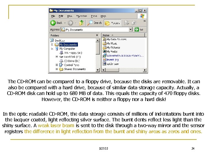 The CD-ROM can be compared to a floppy drive, because the disks are removable.