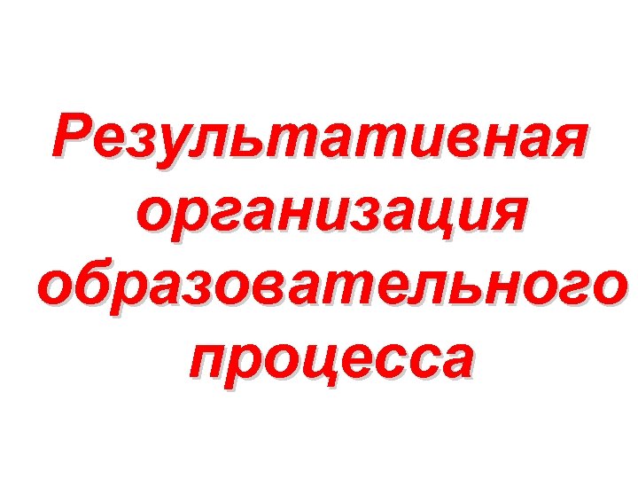 Результативная организация образовательного процесса 