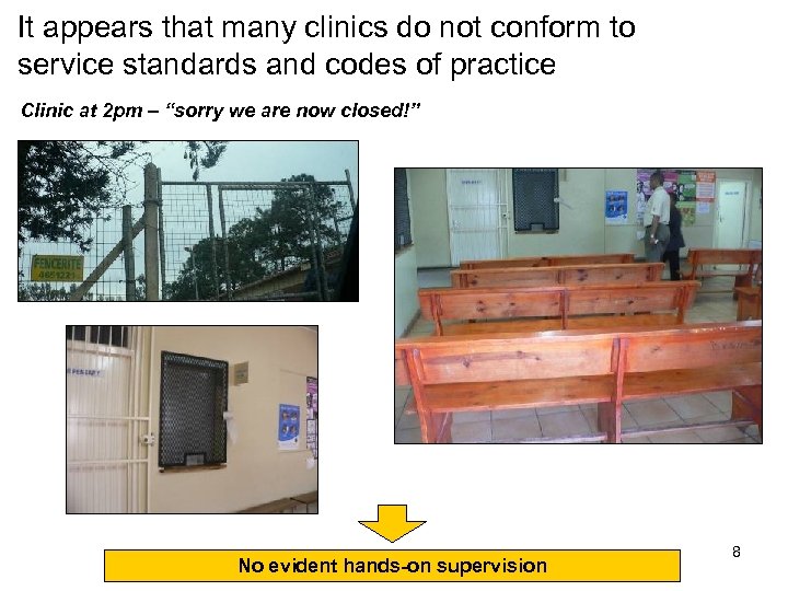 It appears that many clinics do not conform to service standards and codes of