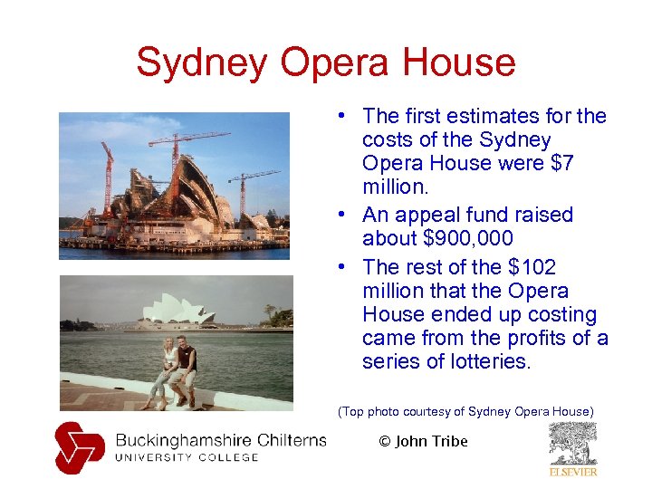 Sydney Opera House • The first estimates for the costs of the Sydney Opera