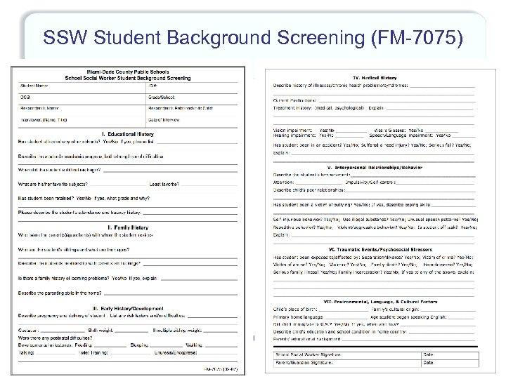 SSW Student Background Screening (FM-7075) 48 