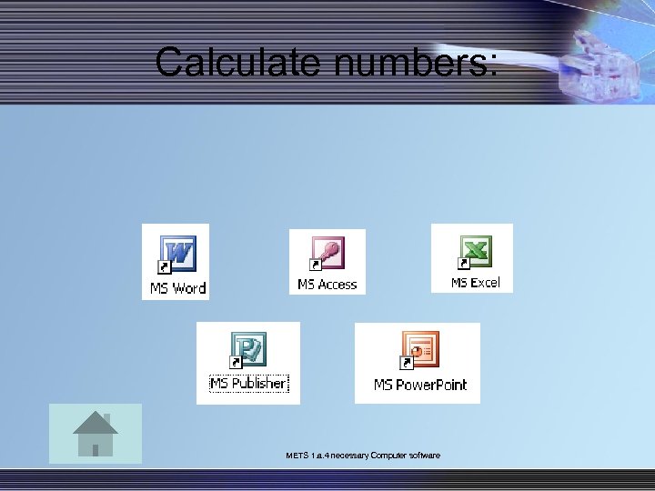 Calculate numbers: METS 1. a. 4 necessary Computer software 