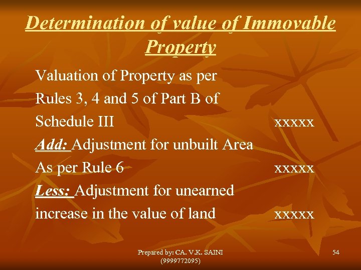 Determination of value of Immovable Property Valuation of Property as per Rules 3, 4