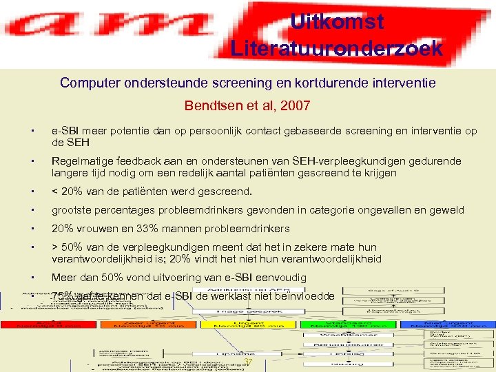 Uitkomst Literatuuronderzoek Computer ondersteunde screening en kortdurende interventie Bendtsen et al, 2007 • e-SBI