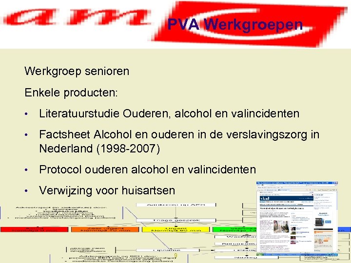 PVA Werkgroepen Werkgroep senioren Enkele producten: • Literatuurstudie Ouderen, alcohol en valincidenten • Factsheet