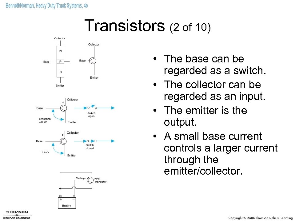 Transistors (2 of 10) • The base can be regarded as a switch. •