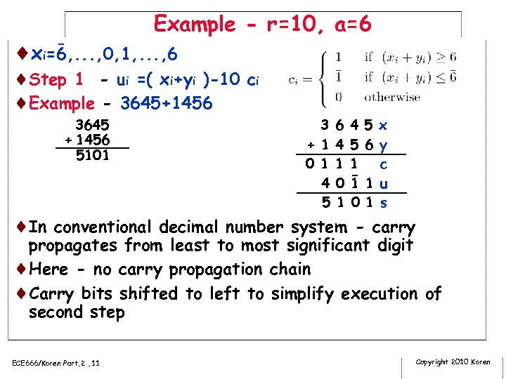 - Example - r=10, a=6 ¨xi=6, . . . , 0, 1, . .