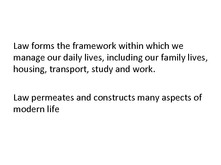 Law forms the framework within which we manage our daily lives, including our family