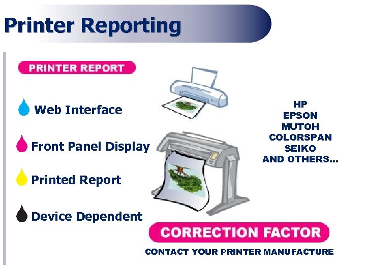 Printer Reporting Web Interface Front Panel Display HP EPSON MUTOH COLORSPAN SEIKO AND OTHERS…