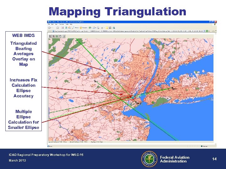 Mapping Triangulation WEB IMDS Triangulated Bearing Averages Overlay on Map Increases Fix Calculation Ellipse