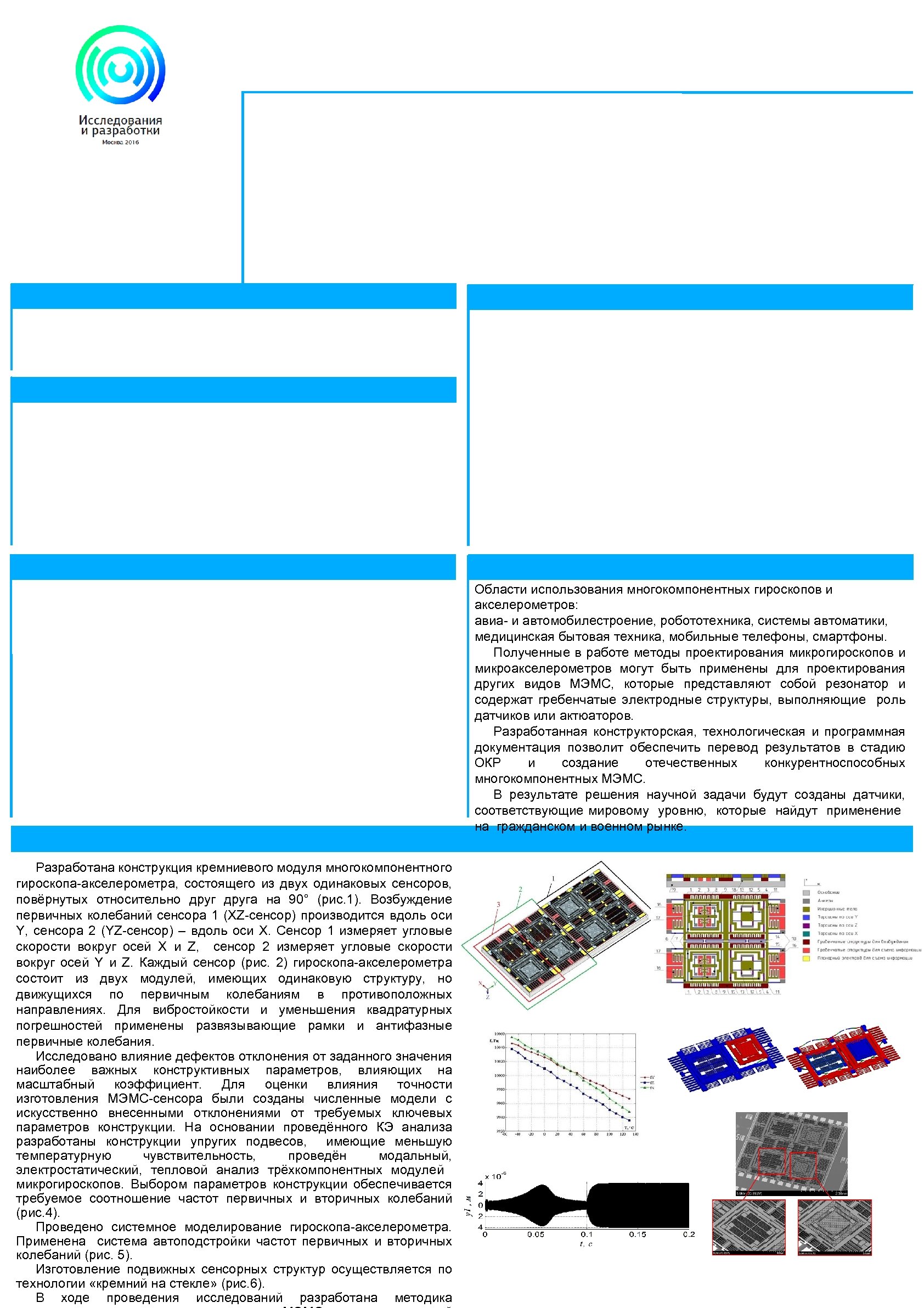 Области использования многокомпонентных гироскопов и акселерометров: авиа- и автомобилестроение, робототехника, системы автоматики, медицинская бытовая