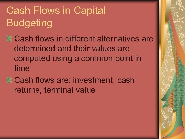 capital budgeting size timing and risk of future cashflows