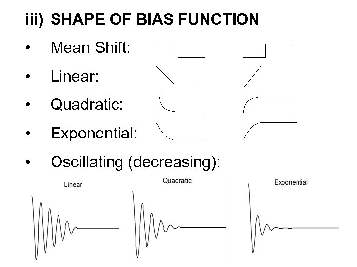 iii) SHAPE OF BIAS FUNCTION • Mean Shift: • Linear: • Quadratic: • Exponential: