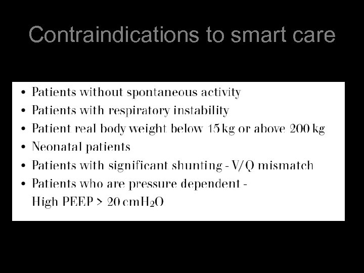 Contraindications to smart care 