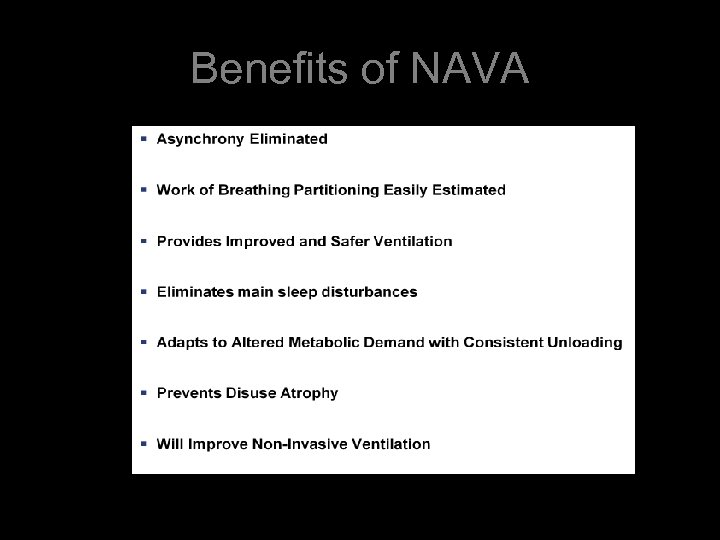Benefits of NAVA 