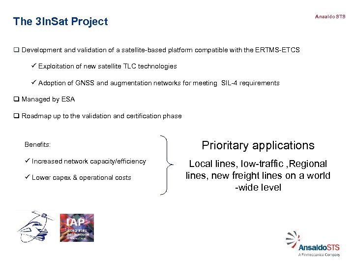 Ansaldo STS The 3 In. Sat Project q Development and validation of a satellite-based