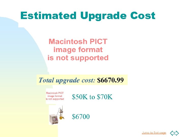 Estimated Upgrade Cost Total upgrade cost: $6670. 99 $50 K to $70 K $6700