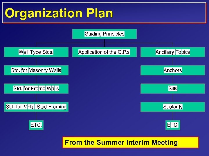 Organization Plan From the Summer Interim Meeting 