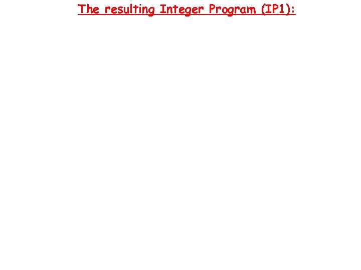 The resulting Integer Program (IP 1): 