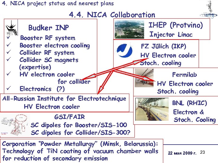 4. NICA project status and nearest plans ü ü ü 4. 4. NICA Collaboration