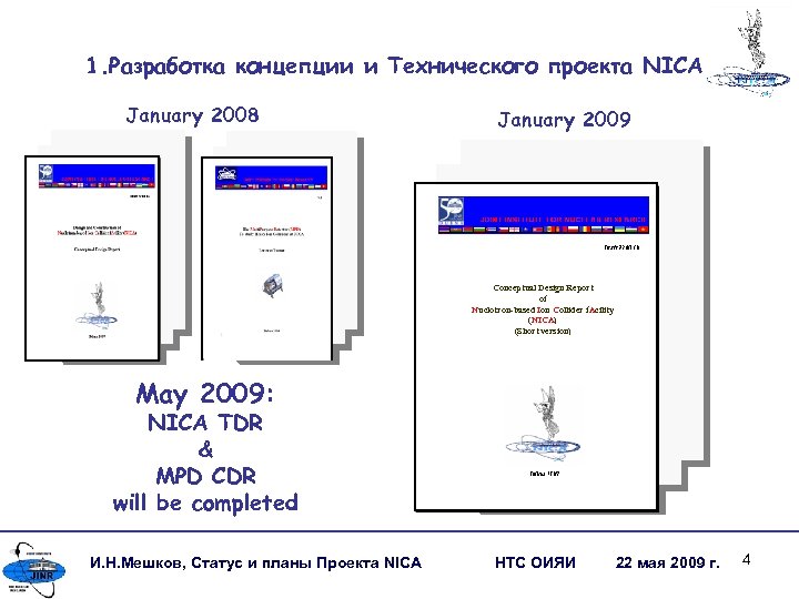 1. Разработка концепции и Технического проекта NICA January 2008 January 2009 Conceptual Design Report