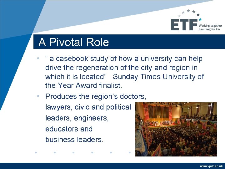 A Pivotal Role • “ a casebook study of how a university can help