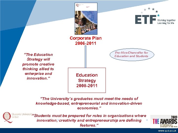 Corporate Plan 2006 -2011 “The Education Strategy will promote creative thinking allied to enterprise
