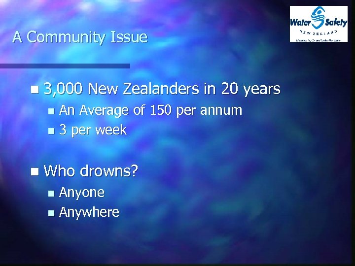 A Community Issue n 3, 000 New Zealanders in 20 years An Average of