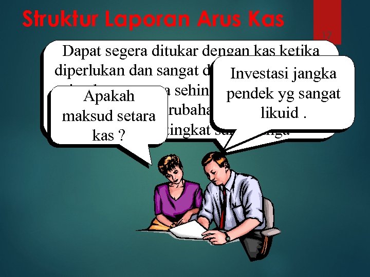 Struktur Laporan Arus Kas 17 Dapat segera ditukar dengan kas ketika diperlukan dan sangat