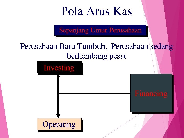 Pola Arus Kas Sepanjang Umur Perusahaan Baru Tumbuh, Perusahaan sedang berkembang pesat Investing Financing