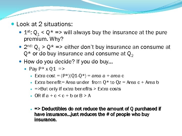  Look at 2 situations: 1 st: Q 1 < Q* => will always