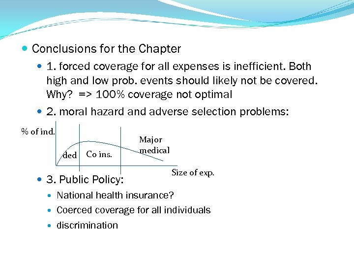  Conclusions for the Chapter 1. forced coverage for all expenses is inefficient. Both