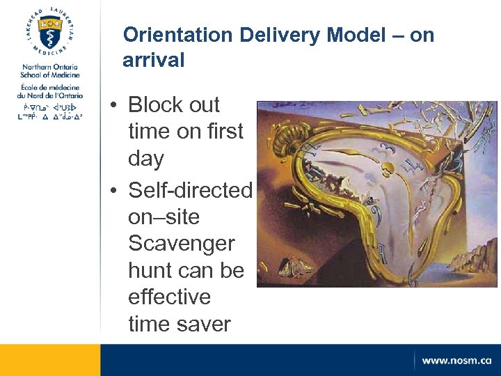 Orientation Delivery Model – on arrival • Block out time on first day •