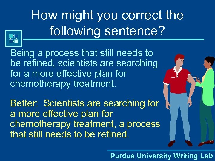 How might you correct the following sentence? Being a process that still needs to