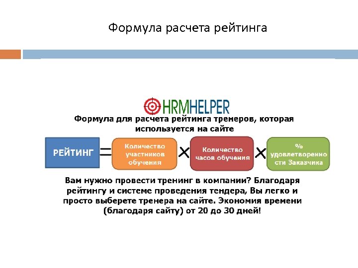 Формула расчета рейтинга 