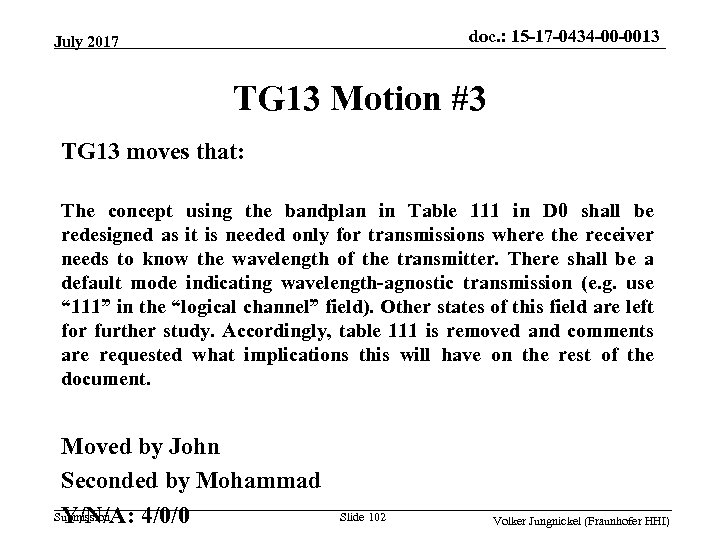 doc. : 15 -17 -0434 -00 -0013 July 2017 TG 13 Motion #3 TG