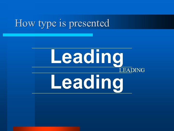 How type is presented Leading LEADING 