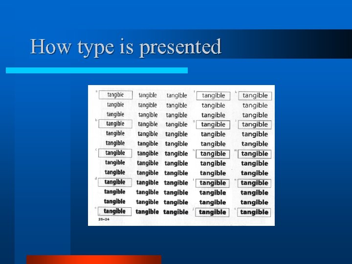 How type is presented 