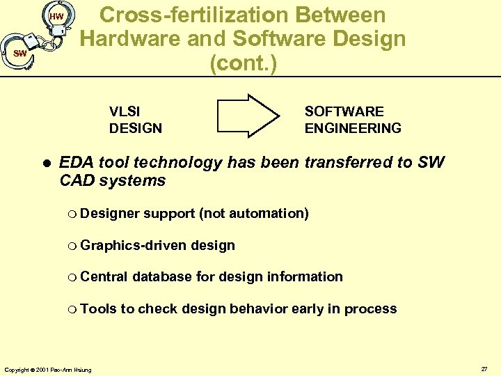 HW SW Cross-fertilization Between Hardware and Software Design (cont. ) VLSI DESIGN l SOFTWARE