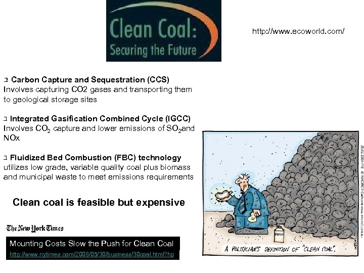 http: //www. ecoworld. com/ ﾕ Carbon Capture and Sequestration (CCS) Involves capturing CO 2