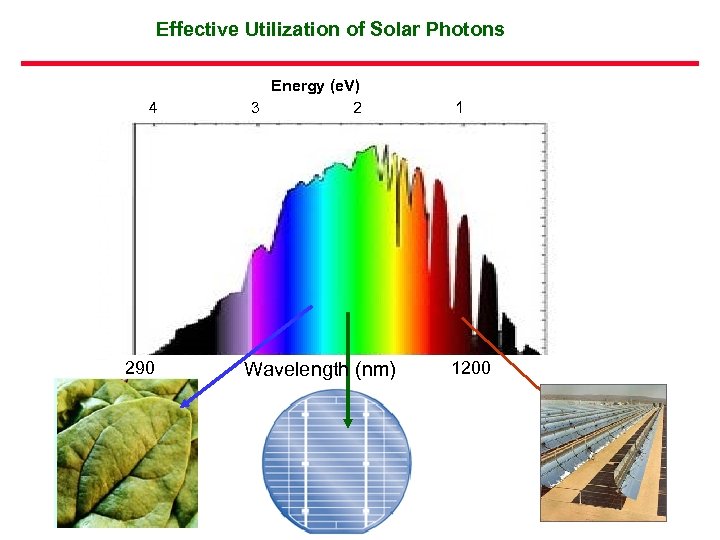 Effective Utilization of Solar Photons 4 290 Energy (e. V) 3 2 Wavelength (nm)