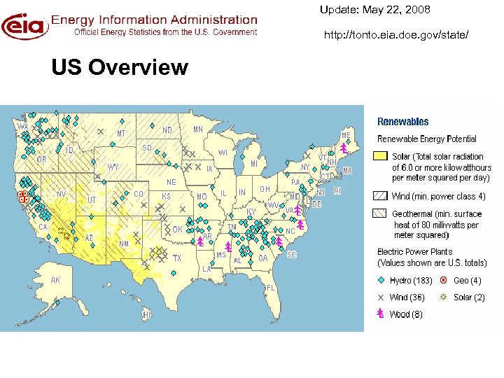 Update: May 22, 2008 http: //tonto. eia. doe. gov/state/ US Overview 