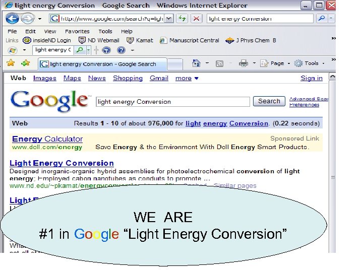 WE ARE #1 in Google “Light Energy Conversion” 