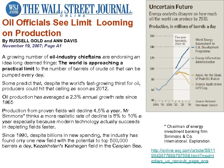 Oil Officials See Limit Looming on Production By RUSSELL GOLD and ANN DAVIS November
